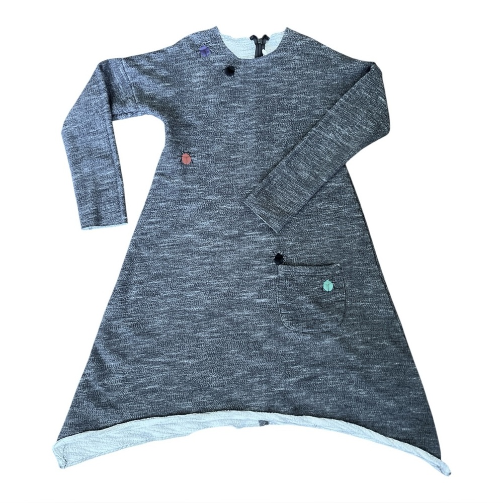 Crew Kids Beetle Theme Long Sleeve Cotton Frayed Sweater Dress - Size 8 - Cute!